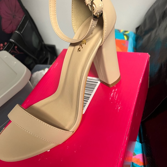 Nude Block Heel Sandals - Picture 1 of 3
